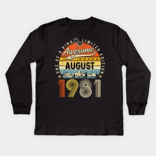 Awesome Since August 1981 Vintage 42nd Birthday Kids Long Sleeve T-Shirt